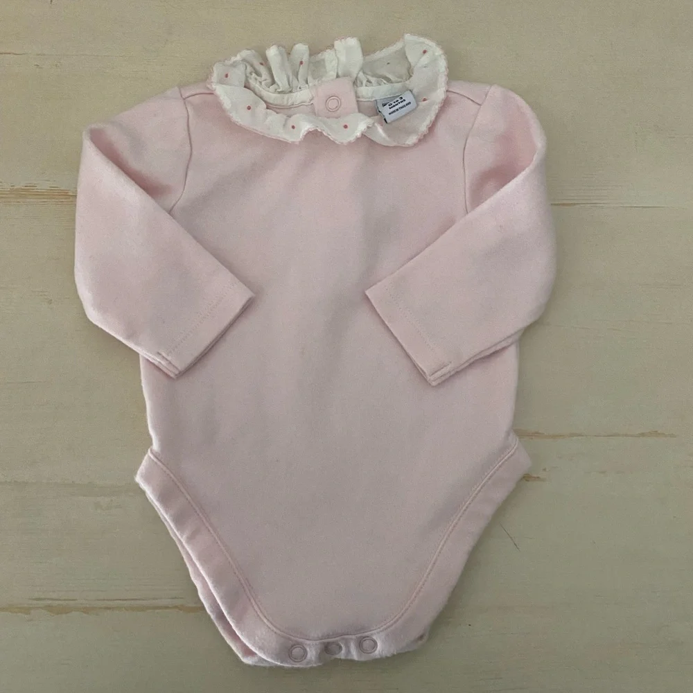 Janie and Jack Light Pink Ruffle Collar Bodysuit